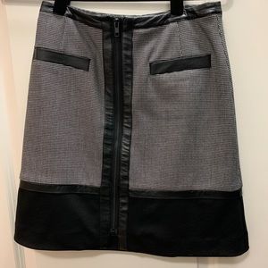 Halogen Houndstooth Skirt w/Leather Trim.